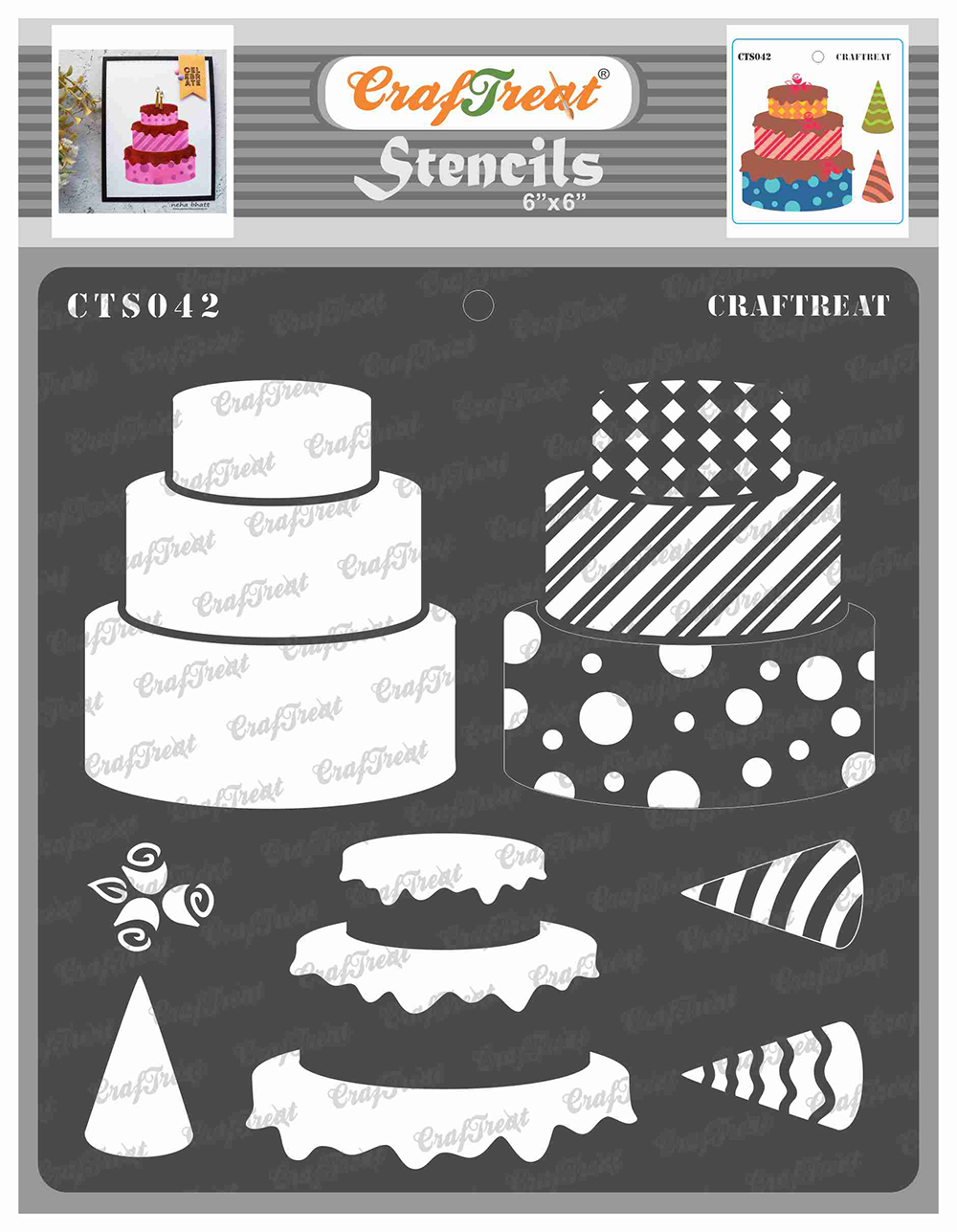CrafTreat Layered 3 Tier Cake Stencil for Painting and Crafting - 6x6 